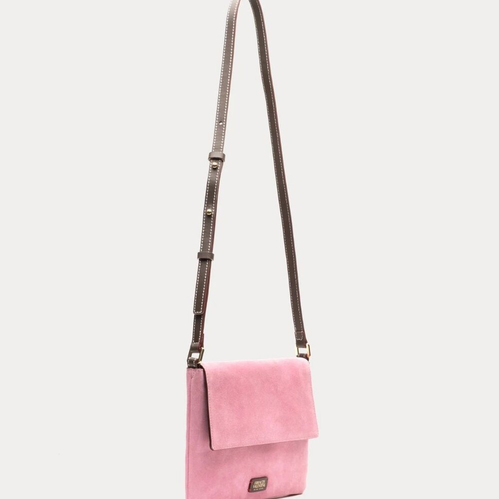 Frances Valentine Maggie Suede Crossbody Bag Pink - Picture 3 of 7